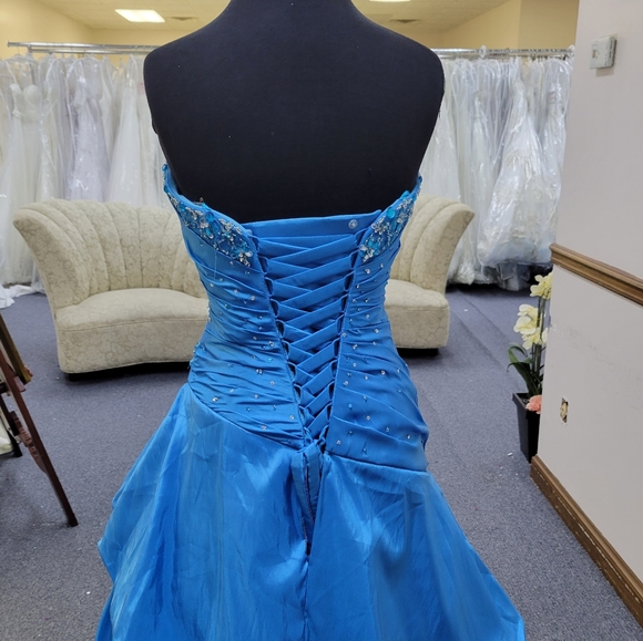 MORI LEE TURQUOISE BALLGOWN DRESS - Picture 7 of 11